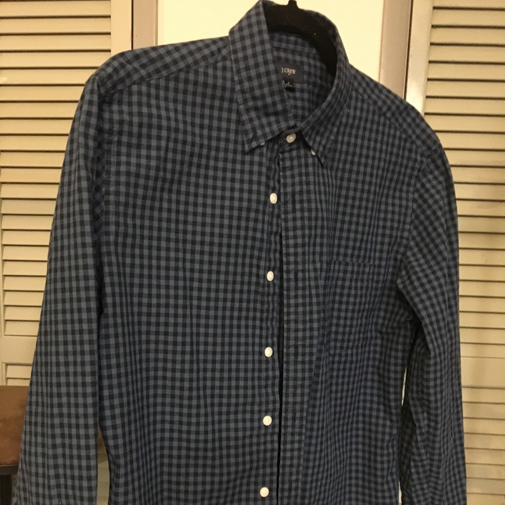 Men &Jcrew long sleeve blue/black checkered shirt